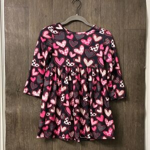 Girls Valentine’s Day Pink Heart Long Sleeve Dress